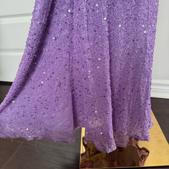Vintage 100% silk Elegant Purple Gown crystal fairycore luxury glam 4 prom - Picture 7 of 15